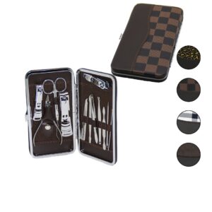 12 PCS - GÜMÜŞ MANİKÜR - PEDİKÜR SETİ RENKLİ DESENLİ - CÜZDAN MODELİ ÇANTALI (5492)
