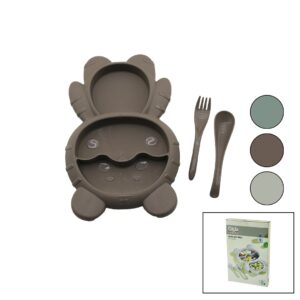 AYICIK MODEL=3 BÖLMELİ BEBEK BESLENME SETİ 3PCS=MAMA KABI-KAŞIK-ÇATAL 500ML RENKLİ PLST (5492)