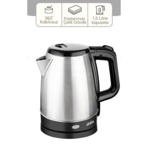 ÇELİK KETTLE 1.7LT GİZLİ REZİSTANS - KABLOSUZ SK-8015 (5492)