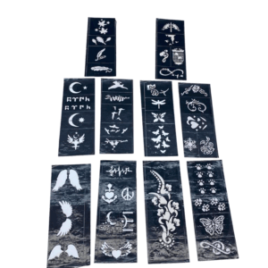 MİX DESEN 8X20CM TÜP KINA DESEN ÇIKARTMA ŞABLONU 10 PARÇA (5492)